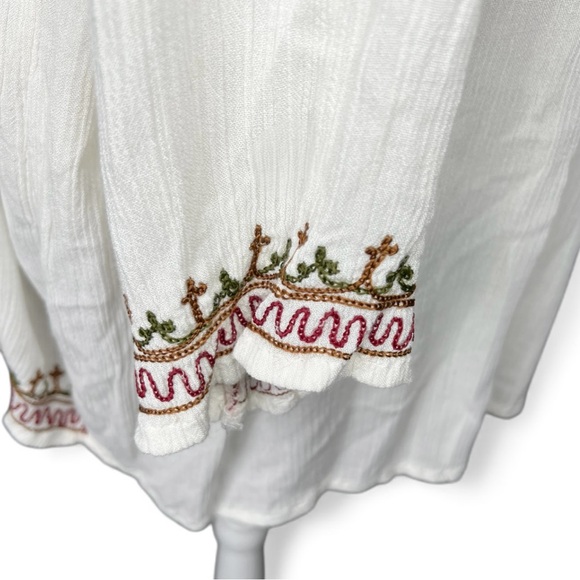 Geeta white Embroidered Boho Top long sleeve peasant tunic flowy hippie one size - Picture 5 of 7